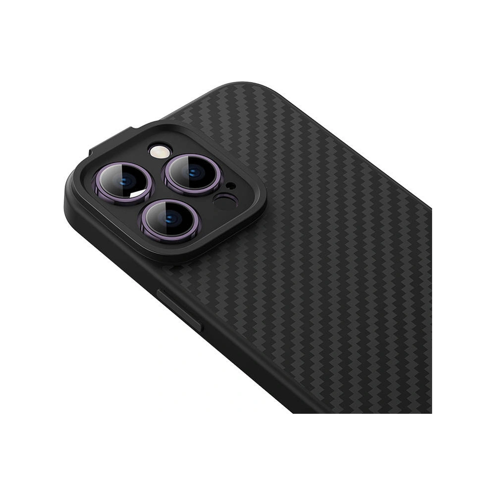 Magnetyczne etui Baseus Synthetic Fiber Series Apple iPhone 14 Pro (czarne) + szkło hartowane + zestaw czyszczący