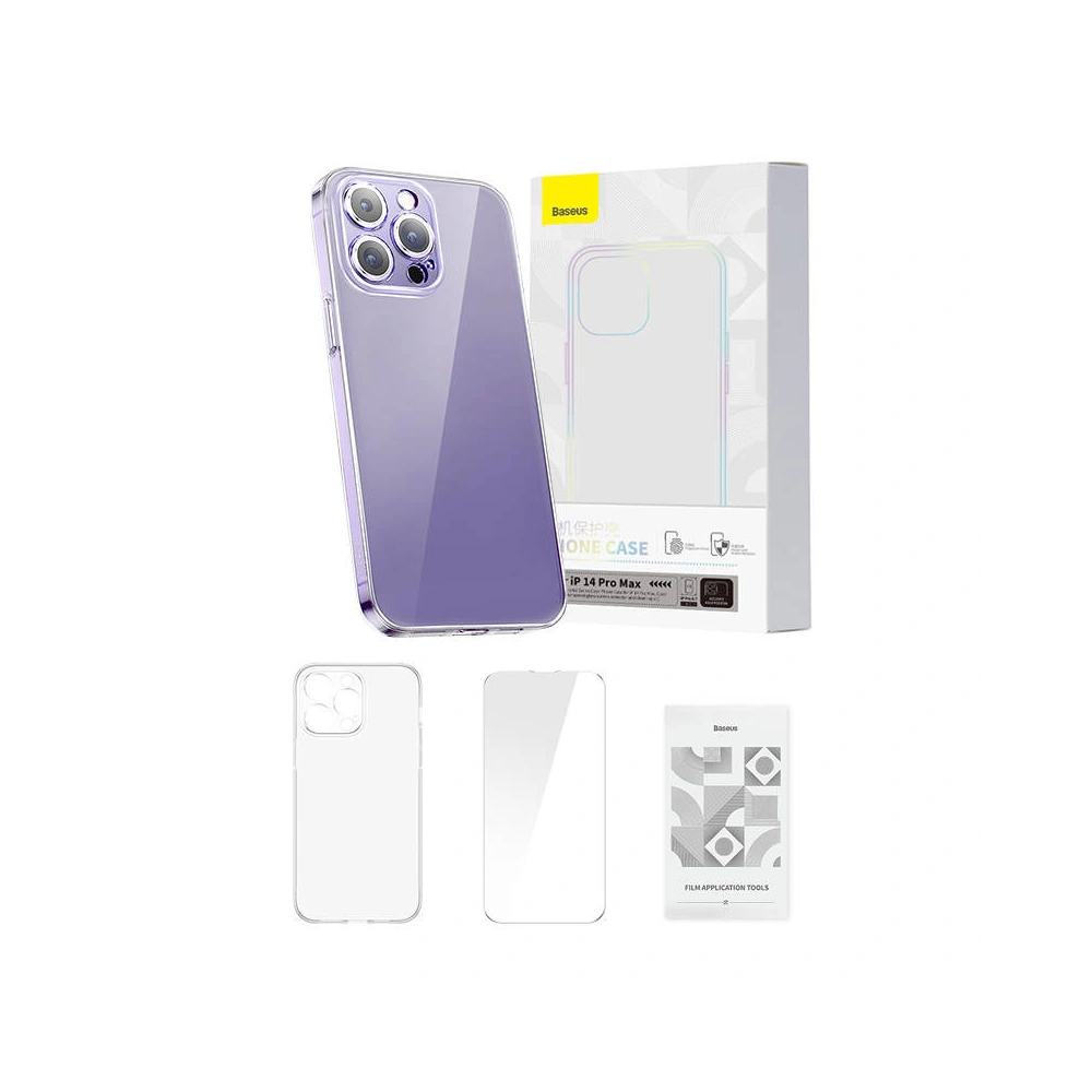 Etui Baseus Crystal Clear Apple iPhone 14 Pro Max (transparentne) + szkło hartowane + zestaw czyszczący