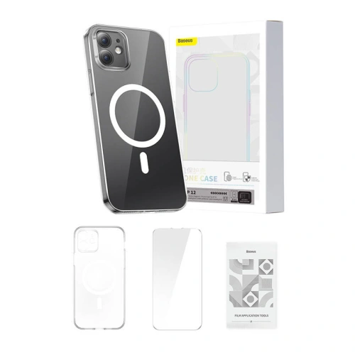 Kup Etui Baseus Magnetic Crystal Clear Apple iPhone 12 (transparent) + sticlă securizată + set de curățare - BSU4069 - {ean13} - Sklep Home Screen
