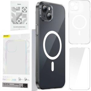 Buy Baseus Magnetic Crystal Clear Apple iPhone 13 (clear) + tempered glass + cleaner kit - BSU4070 - {ean13} - Home Screen Store Europe
