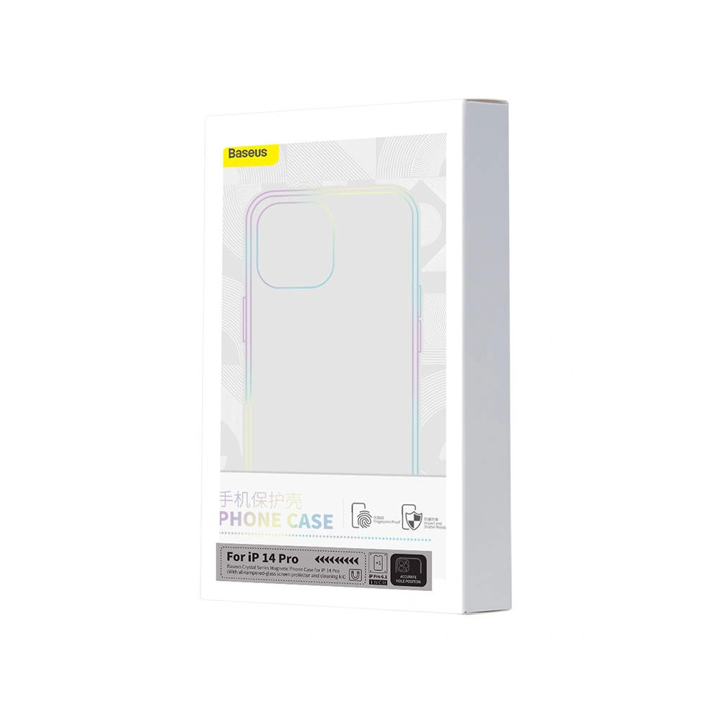 Etui Baseus Magnetic Crystal Clear Apple iPhone 14 Pro (transparentne) + szkło hartowane + zestaw czyszczący