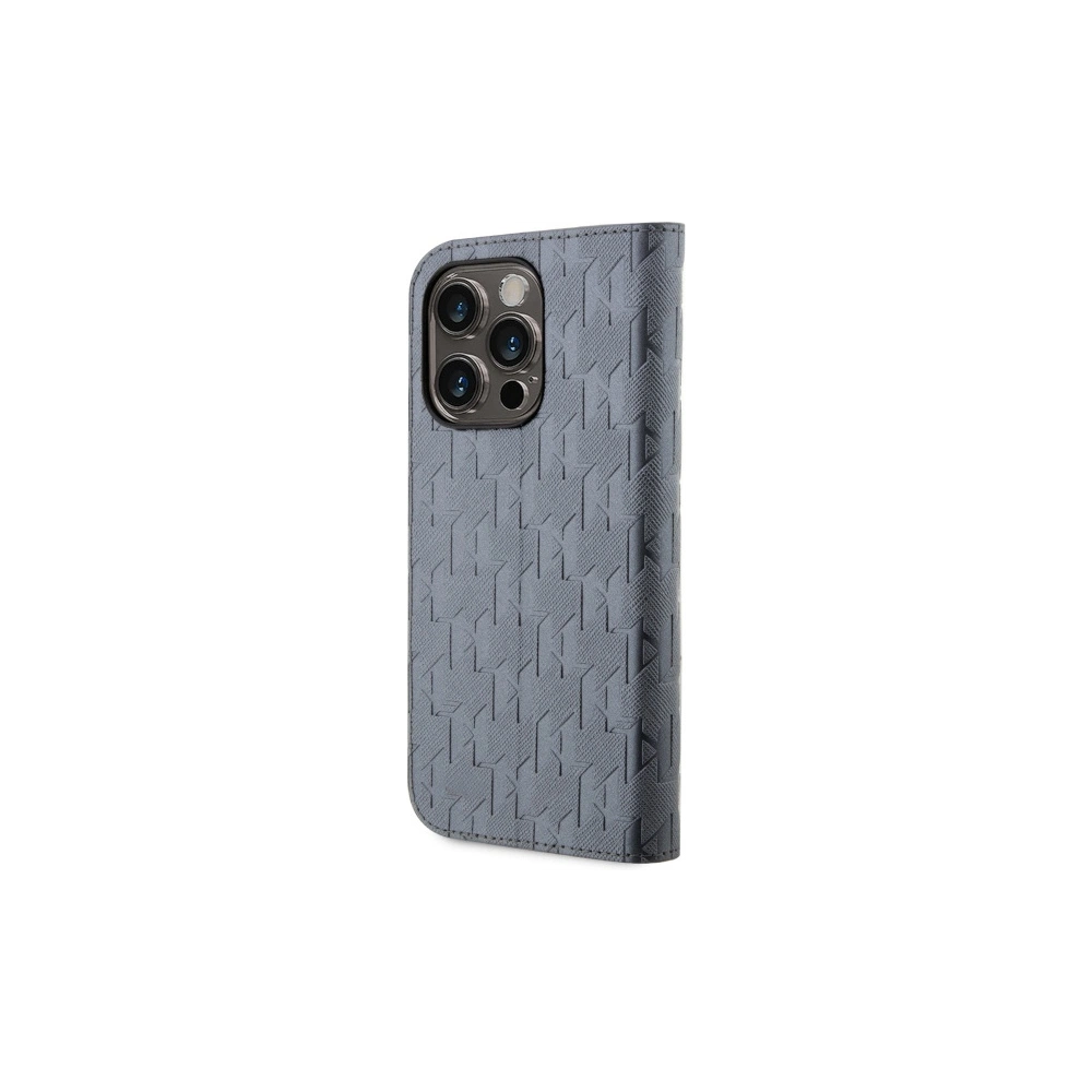 Etui Karl Lagerfeld KLBKP14LSAKLHPG Apple iPhone 14 Pro bookcase srebrny/silver Saffiano Monogram