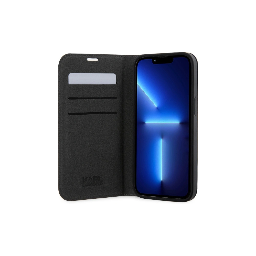 Etui Karl Lagerfeld KLBKP14LSAKLHPG Apple iPhone 14 Pro bookcase srebrny/silver Saffiano Monogram