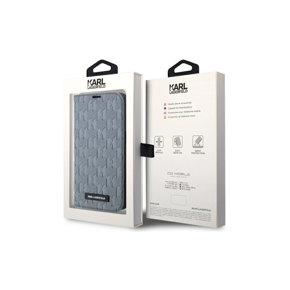 Etui Karl Lagerfeld KLBKP14LSAKLHPG Apple iPhone 14 Pro bookcase srebrny/silver Saffiano Monogram