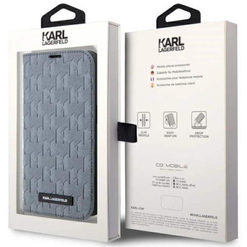 Etui Karl Lagerfeld KLBKP14SSAKLHPG Apple iPhone 14 bookcase srebrny/silver Saffiano Monogram