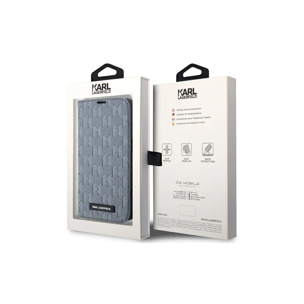 Etui Karl Lagerfeld KLBKP14SSAKLHPG Apple iPhone 14 bookcase srebrny/silver Saffiano Monogram