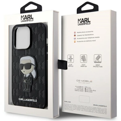 Kup Karl Lagerfeld Apple Tasche KLHCP14LSAKHPKK iPhone 14 Pro schwarz/schwarz Saffiano Monogram Ikonik - KLD1570 - {ean13} - Sklep Home Screen