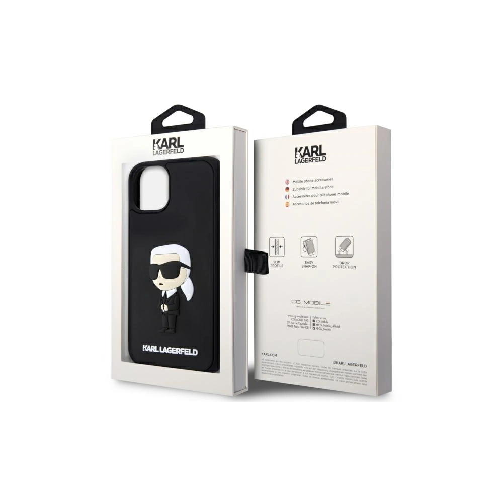 Etui Karl Lagerfeld KLHCP14M3DRKINK Apple iPhone 14 Plus / 15 Plus czarny/black hardcase Rubber Ikonik 3D