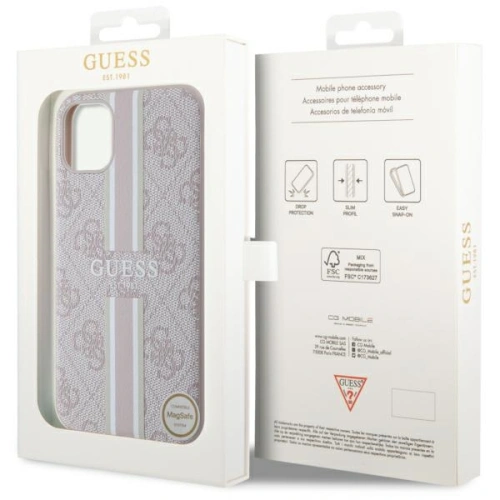 Buy Guess GUHMN61P4RPSP Apple iPhone 11/XR pink hardcase 4G Printed Stripes MagSafe - GUE2544 - {ean13} - Home Screen Store Europe