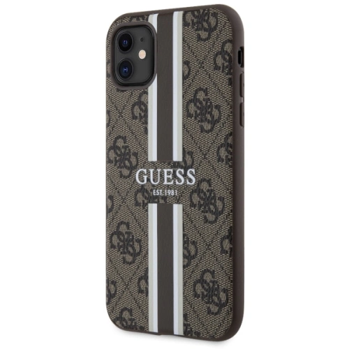 Kup Guess Apple Tasche GUHMN61P4RPSW iPhone 11/XR braun/braun Hartschalenetui 4G Printed Stripes MagSafe - GUE2545 - {ean13} - Sklep Home Screen