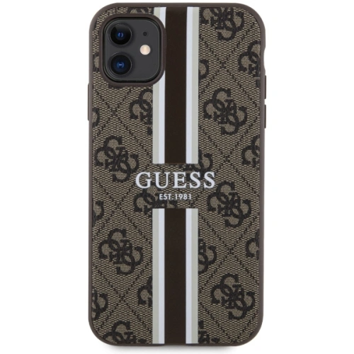Kup Guess Apple Tasche GUHMN61P4RPSW iPhone 11/XR braun/braun Hartschalenetui 4G Printed Stripes MagSafe - GUE2545 - {ean13} - Sklep Home Screen