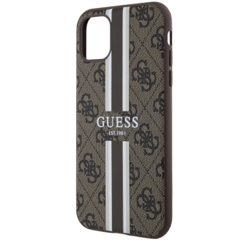 Kup Guess Apple Tasche GUHMN61P4RPSW iPhone 11/XR braun/braun Hartschalenetui 4G Printed Stripes MagSafe - GUE2545 - {ean13} - Sklep Home Screen