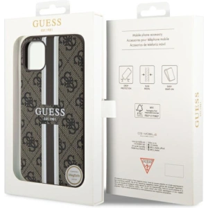 Kup Guess Apple Tasche GUHMN61P4RPSW iPhone 11/XR braun/braun Hartschalenetui 4G Printed Stripes MagSafe - GUE2545 - {ean13} - Sklep Home Screen