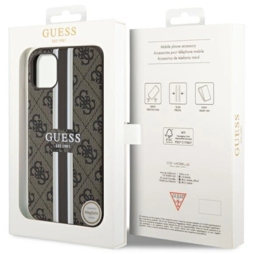 Kup Guess Apple Tasche GUHMN61P4RPSW iPhone 11/XR braun/braun Hartschalenetui 4G Printed Stripes MagSafe - GUE2545 - {ean13} - Sklep Home Screen