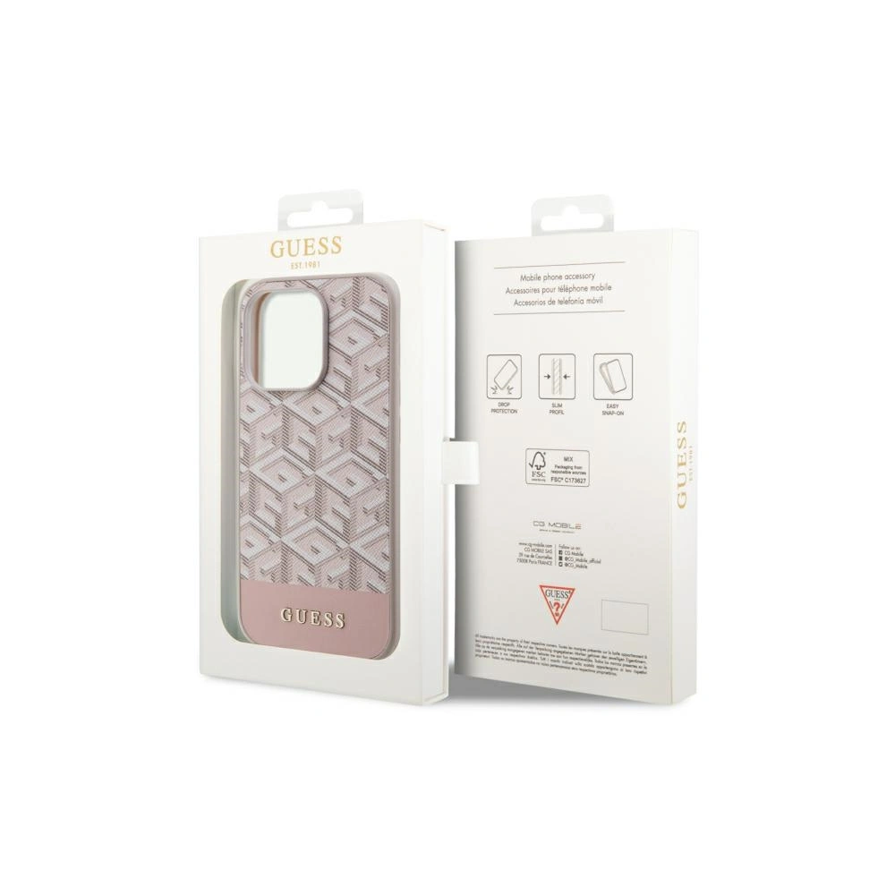 Etui Guess GUHMP14LHGCFSEP Apple iPhone 14 Pro różowy/pink hard case GCube Stripes MagSafe