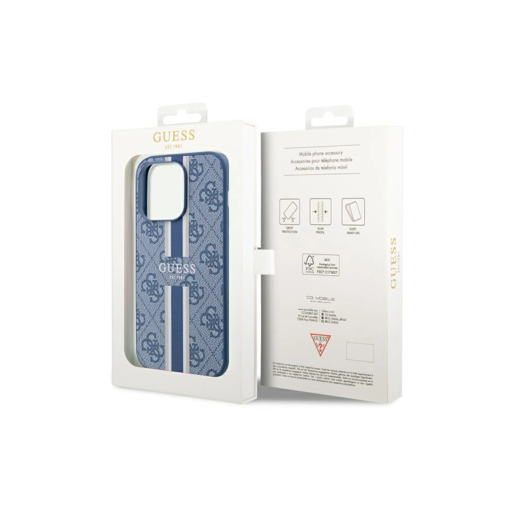 Etui Guess GUHMP14LP4RPSB Apple iPhone 14 Pro niebieski/blue hardcase 4G Printed Stripes MagSafe