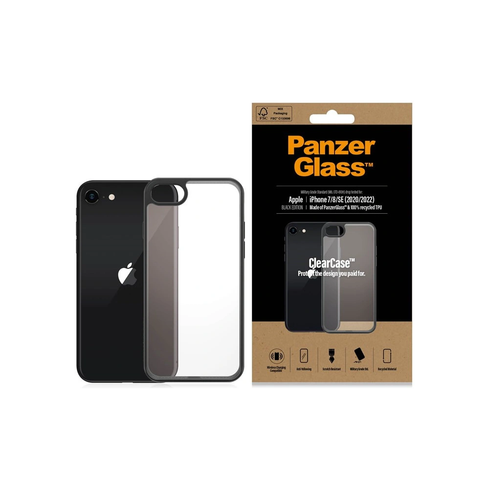 Etui PanzerGlass ClearCase Apple iPhone SE 2022/SE 2020/8/7 czarny/black