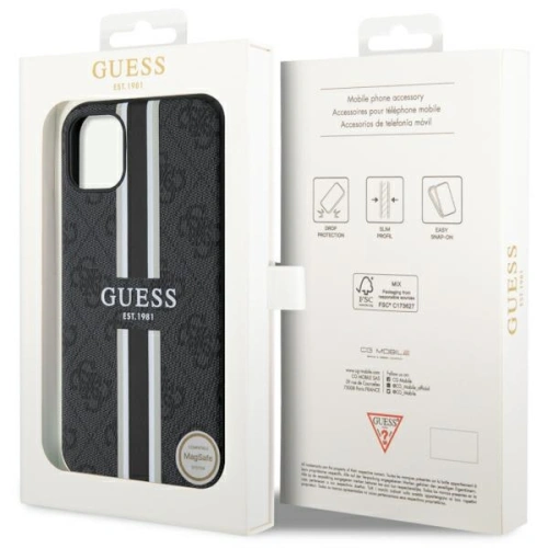 Kup Etui Guess GUHMN61P4RPSK Apple iPhone 11/XR negru/black hardcase 4G Printed Stripes MagSafe - GUE2554 - {ean13} - Sklep Home Screen