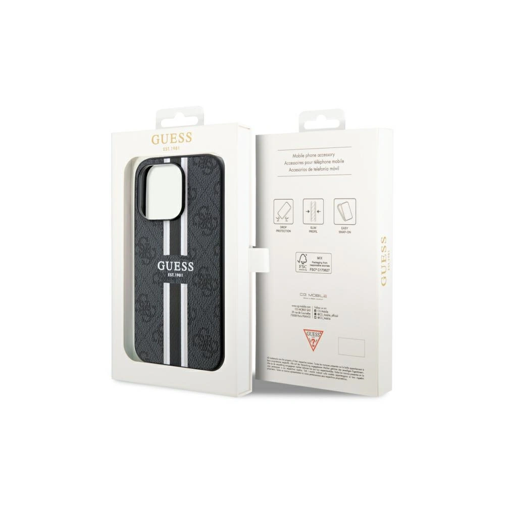 Etui Guess GUHMP14LP4RPSK Apple iPhone 14 Pro czarny/black hardcase 4G Printed Stripes MagSafe