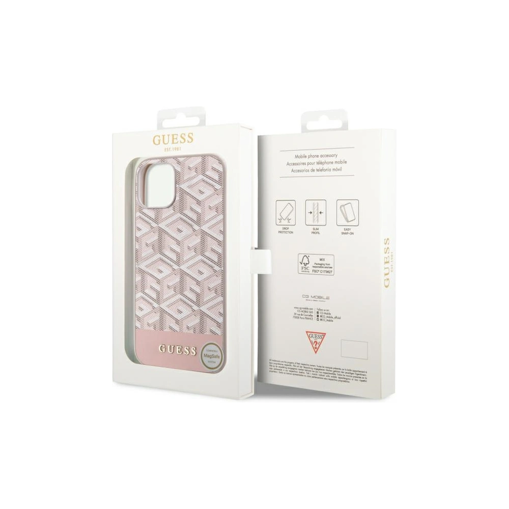 Etui Guess GUHMP14MHGCFSEP Apple iPhone 14 Plus / 15 Plus różowy/pink hard case GCube Stripes MagSafe