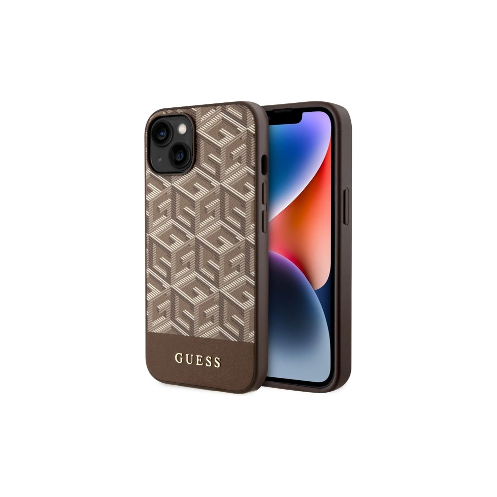 Etui Guess GUHMP14MHGCFSEW Apple iPhone 14 Plus / 15 Plus brązowy/brown hard case GCube Stripes MagSafe