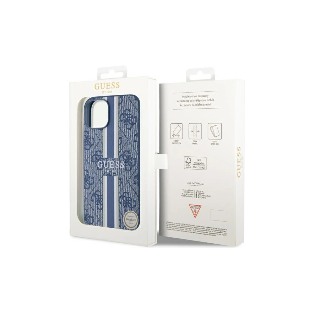 Etui Guess GUHMP14MP4RPSB Apple iPhone 14 Plus / 15 Plus niebieski/blue hardcase 4G Printed Stripes MagSafe