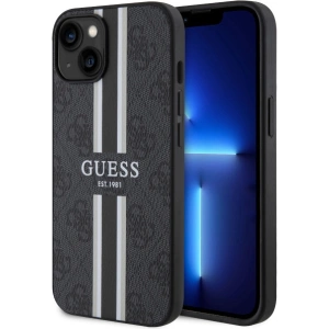 Etui Guess GUHMP14MP4RPSK Apple iPhone 14 Plus / 15 Plus czarny/black hardcase 4G Printed Stripes MagSafe