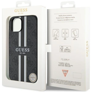 Etui Guess GUHMP14MP4RPSK Apple iPhone 14 Plus / 15 Plus czarny/black hardcase 4G Printed Stripes MagSafe