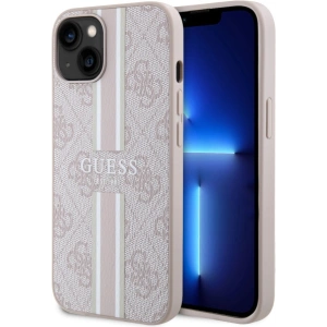 Etui Guess GUHMP14MP4RPSP Apple iPhone 14 Plus / 15 Plus różowy/pink hardcase 4G Printed Stripes MagSafe
