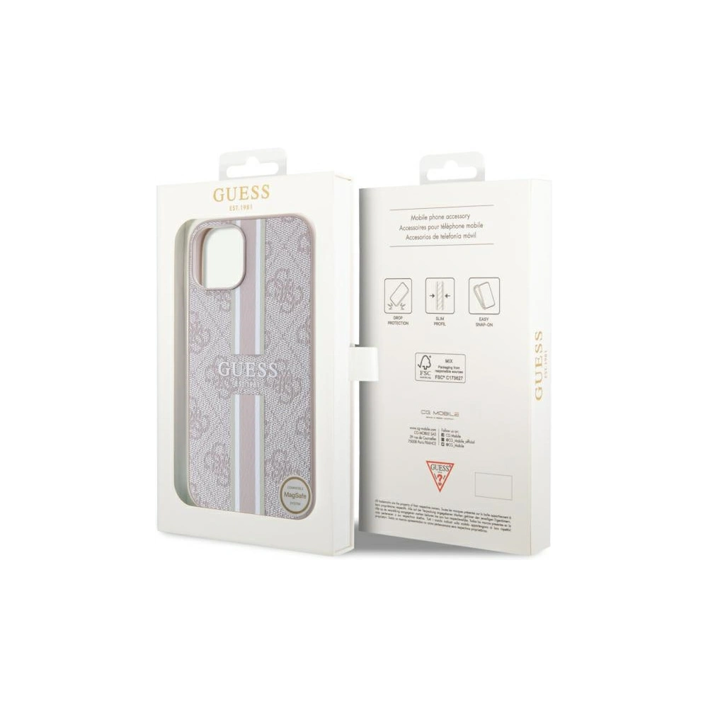 Etui Guess GUHMP14MP4RPSP Apple iPhone 14 Plus / 15 Plus różowy/pink hardcase 4G Printed Stripes MagSafe