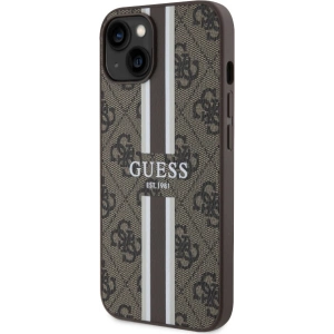 Etui Guess GUHMP14MP4RPSW Apple iPhone 14 Plus / 15 Plus brązowy/brown hardcase 4G Printed Stripes MagSafe