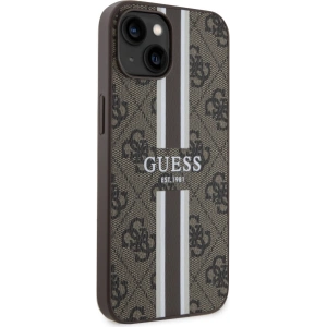 Etui Guess GUHMP14MP4RPSW Apple iPhone 14 Plus / 15 Plus brązowy/brown hardcase 4G Printed Stripes MagSafe