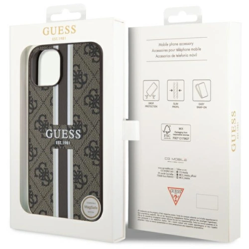 Kup Etui Guess GUHMP14MP4RPSW Apple iPhone 14 Plus / 15 Plus hnědé/brown hardcase 4G Printed Stripes MagSafe - GUE2563 - {ean13} - Sklep Home Screen