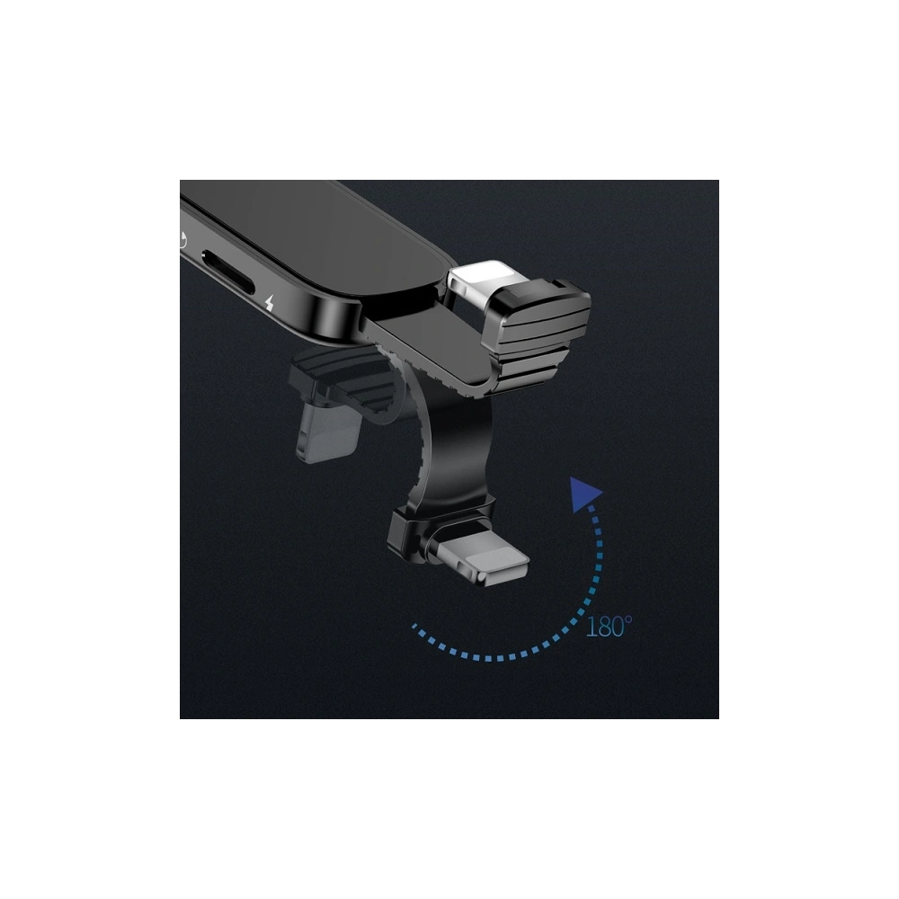 Adapter USAMS AU06 2w1 Lightning - 3,5mm + ring holder czarny/black (US-SJ275)