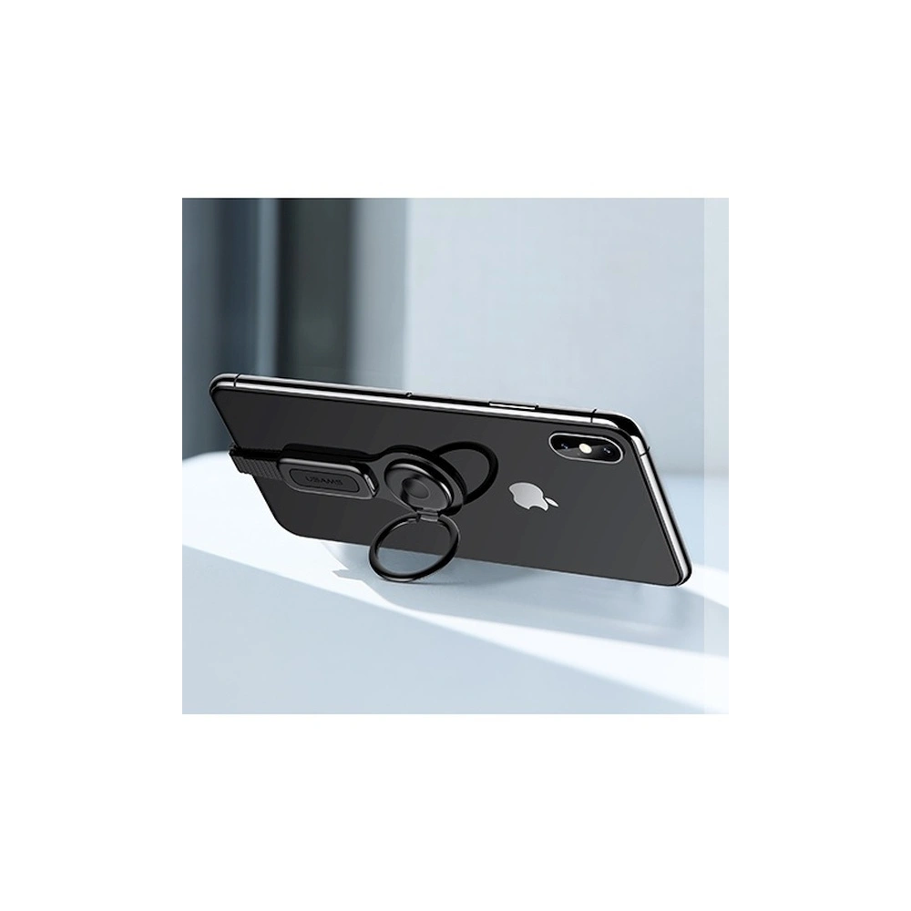 Adapter USAMS AU06 2w1 Lightning - 3,5mm + ring holder czarny/black (US-SJ275)