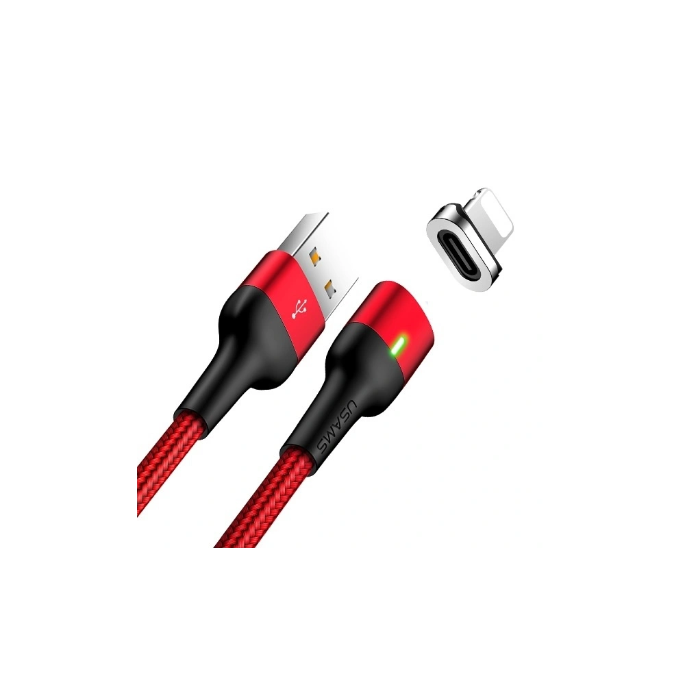 Kabel magnetyczny USAMS U28 USB-A/Lightning 2.4A Fast Charge 1m pleciony czerwony/red (US-SJ326)