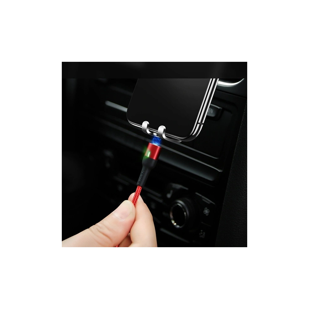 Kabel magnetyczny USAMS U28 USB-A/Lightning 2.4A Fast Charge 1m pleciony czerwony/red (US-SJ326)