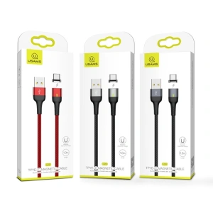 Kabel magnetyczny USAMS U28 USB-A/Lightning 2.4A Fast Charge 1m pleciony czerwony/red (US-SJ326)
