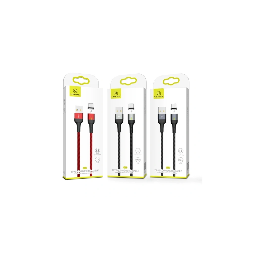 Kabel magnetyczny USAMS U28 USB-A/Lightning 2.4A Fast Charge 1m pleciony czerwony/red (US-SJ326)