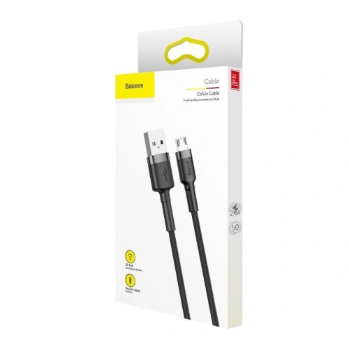 Kup Kábel Baseus Cafule USB-A/microUSB 2.4A 0.5m (szürke-fekete) - BSU4091 - {ean13} - Sklep Home Screen