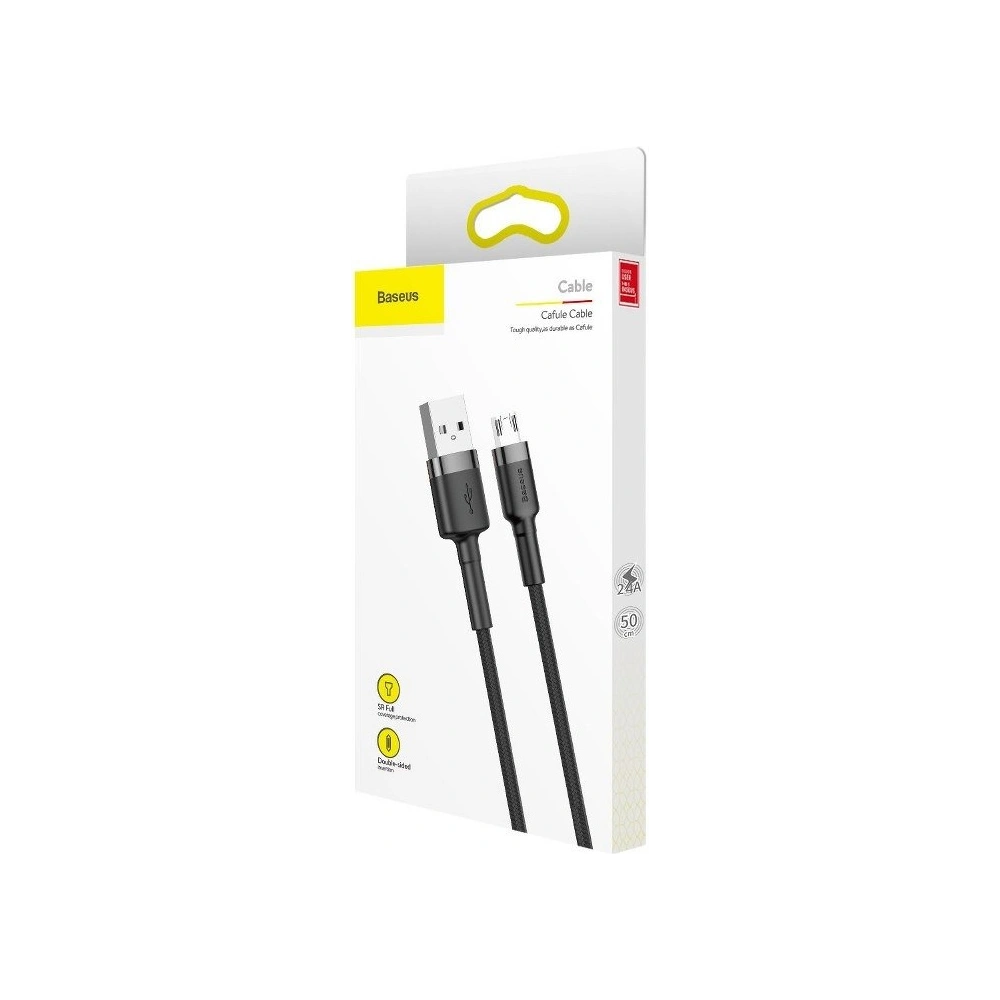 Kabel Baseus Cafule USB-A/microUSB 2.4A 1m (szaro-czarny)