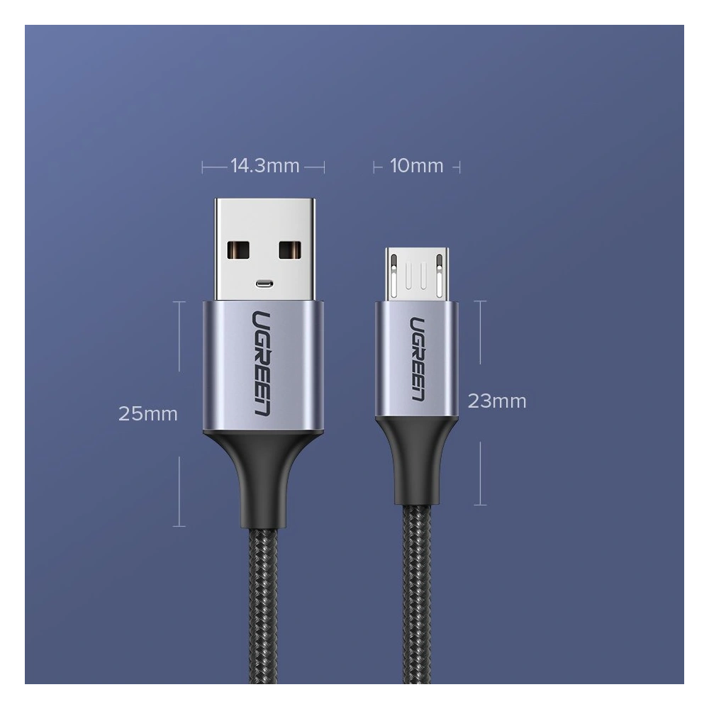 Kabel UGREEN USB-A/microUSB 2m szary