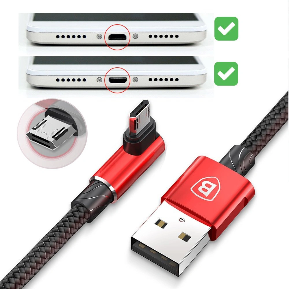 Kabel kątowy Baseus MVP Elbow USB-A/microUSB 2m 1.5A czarny