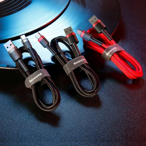 Kup Kabel Baseus Cafule USB-A/USB-C QC 3.0 2A 2M černo-šedý - BSU268GRYBLK - {ean13} - Sklep Home Screen