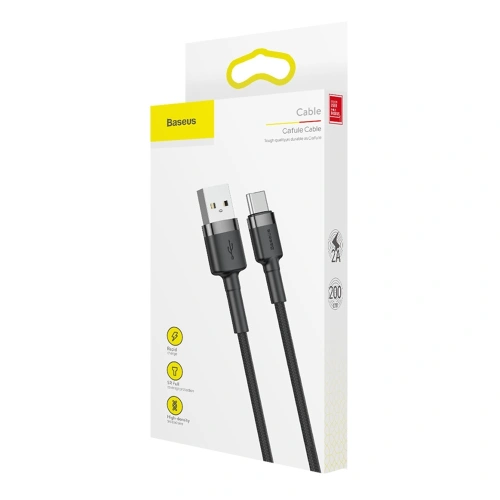 Kup Baseus Kabel Cafule USB-A/USB-C QC 3.0 2A 2M schwarz/grau - BSU268GRYBLK - {ean13} - Sklep Home Screen