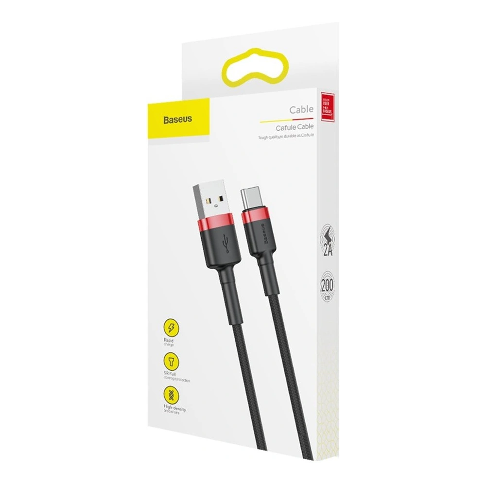 Kabel Baseus Cafule USB-A/USB-C QC 3.0 2A 2M czarno-czerwony
