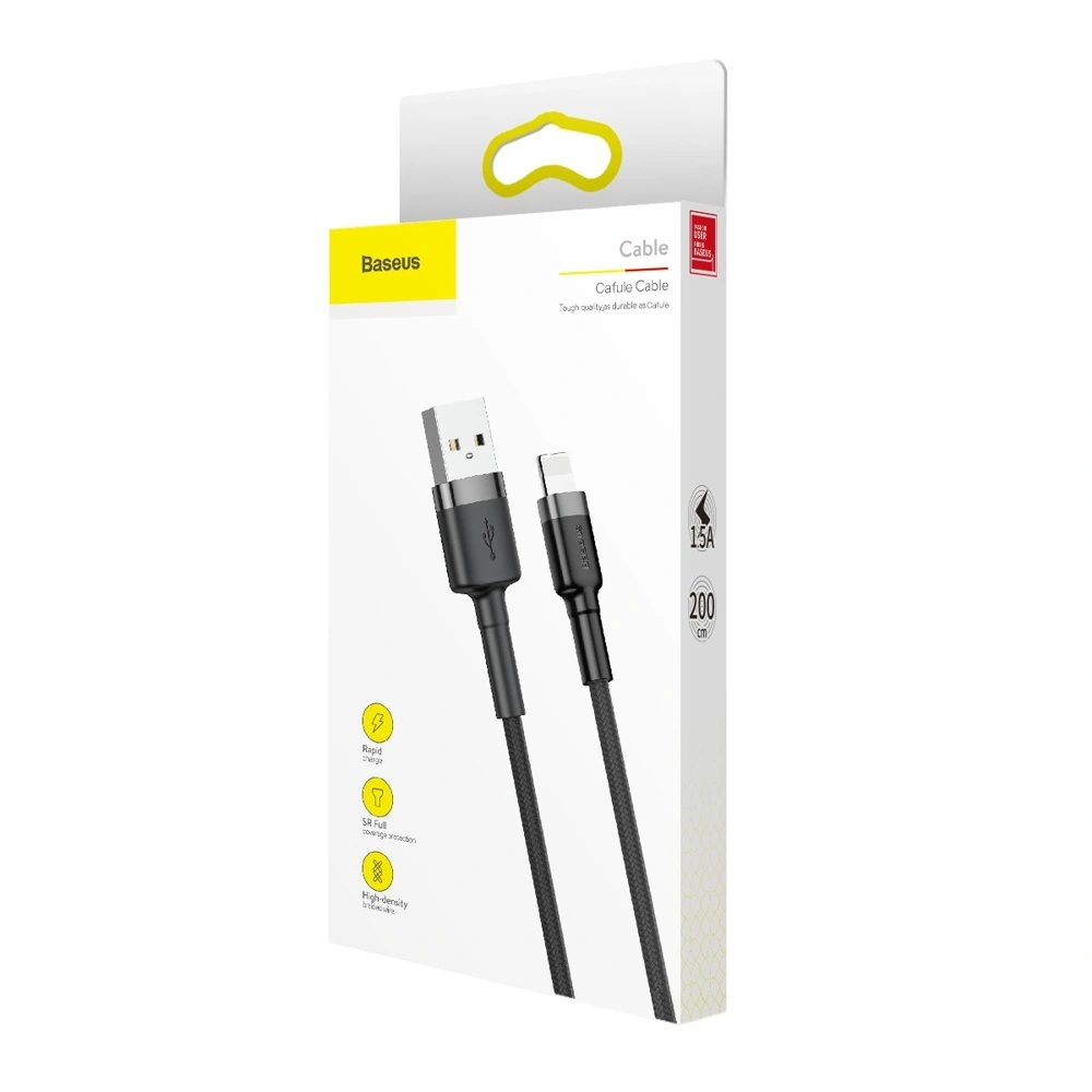 Kabel Baseus Cafule USB-A/Lightning QC 3.0 1.5A 2M czarny