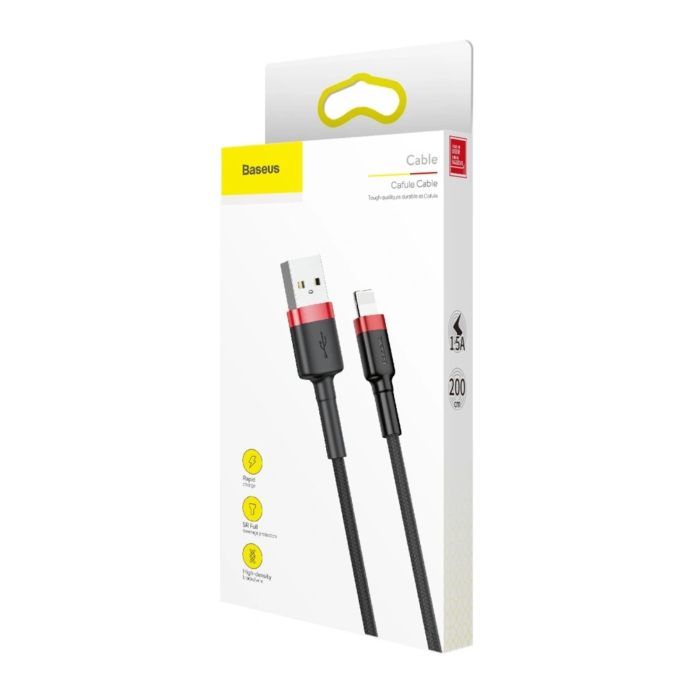 Kabel Baseus Cafule USB-A/Lightning QC 3.0 1.5A 2M czarno-czerwony