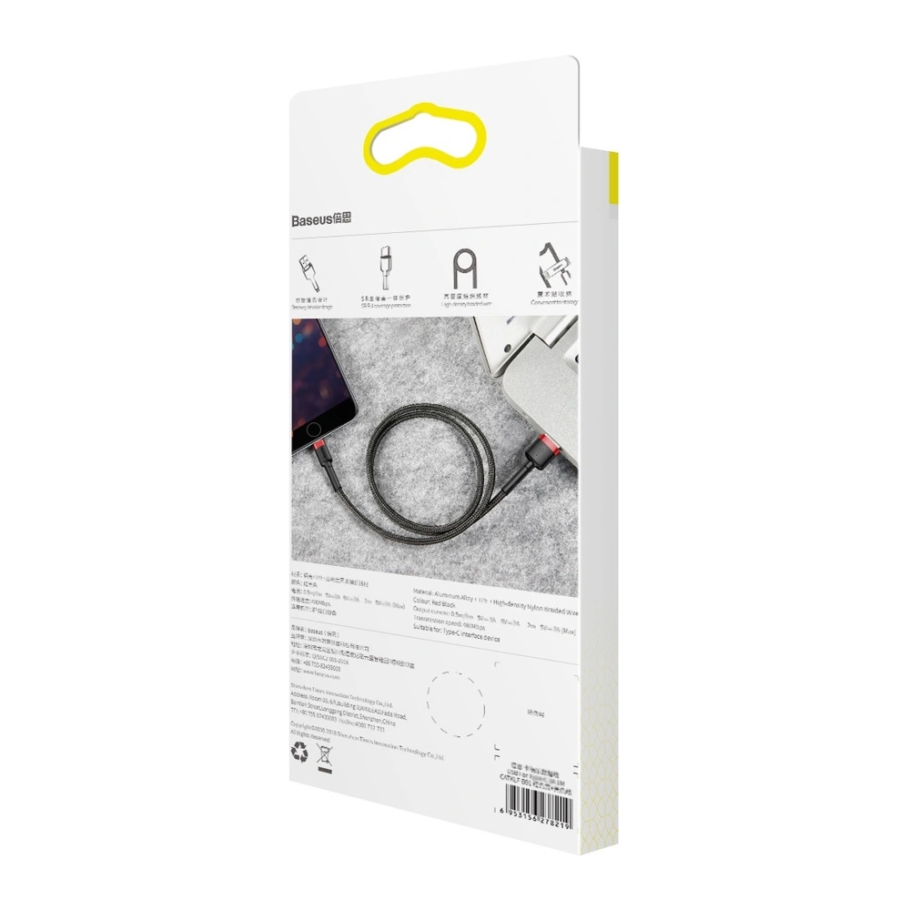 Kabel Baseus Cafule USB-A/Lightning QC 3.0 1.5A 2M czarno-czerwony
