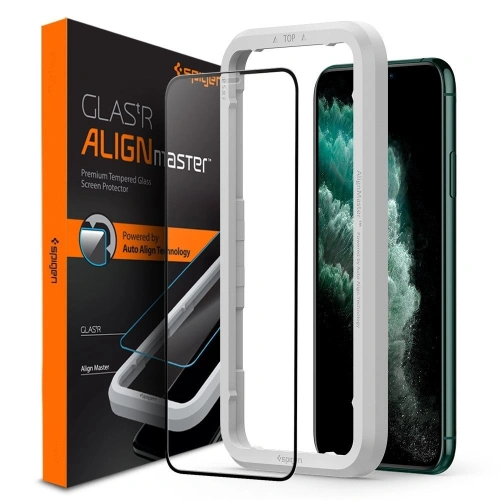 Kup Gehärtetes Glas Spigen GLAS.tR AlignMaster Apple iPhone 11 Pro Max Schwarz - SPN878BLK - {ean13} - Sklep Home Screen